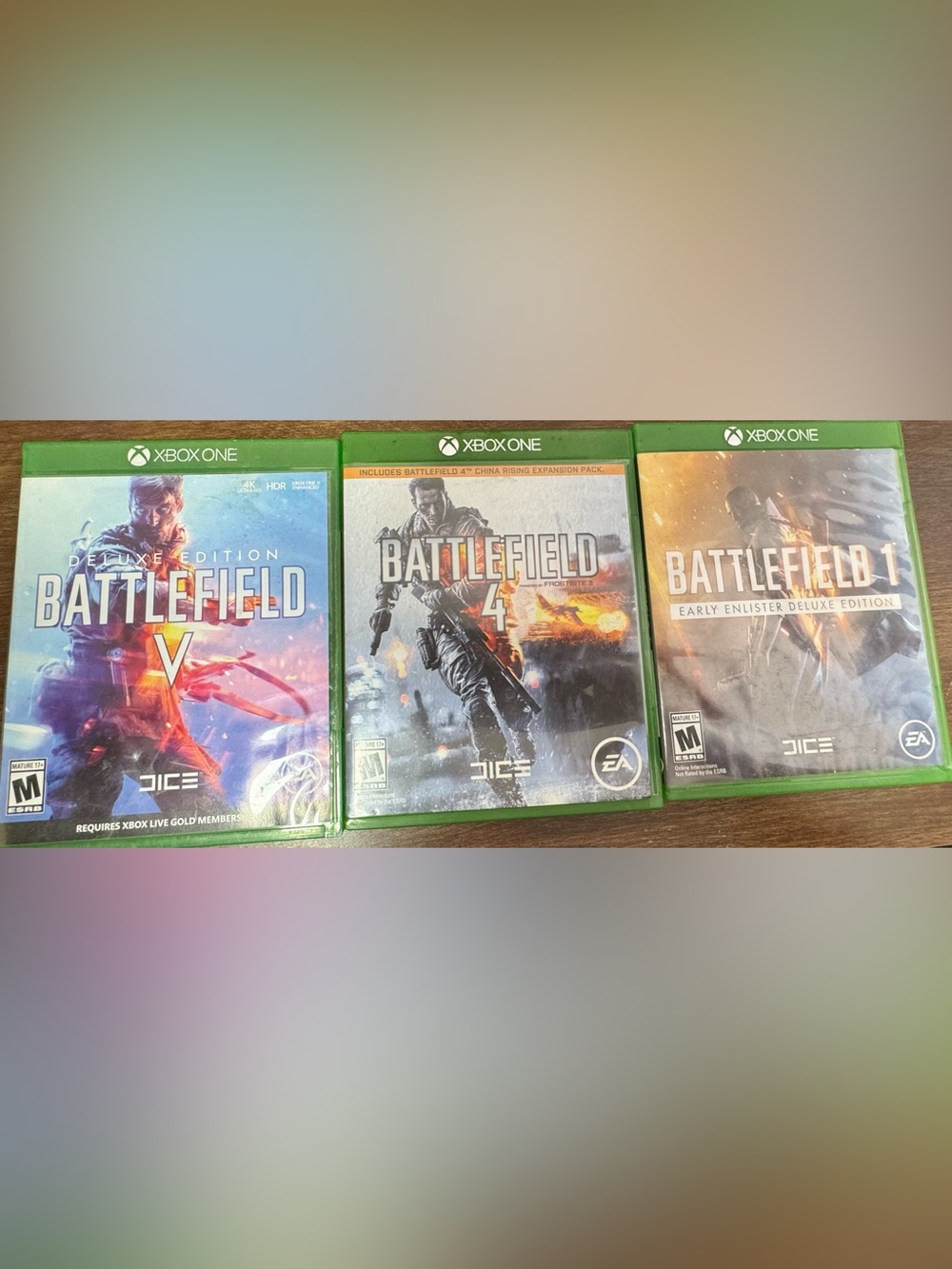 Battlefield Xbox One 3 Game Bundle BF1 BF4 BFV
